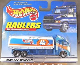 1998 Hot Wheels 65743-96 Haulers HOT WHEELS RACING 44 Tanker Truck Blue/White - £10.83 GBP