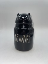 Rae Dunn Black BEWARE figural Spooky Cat Halloween Baby canister Cookie Jar - £17.38 GBP