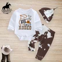 Baby Toddler Boys Cowboy Rodeo Romper Pants and Hat Clothing Set - £19.15 GBP+