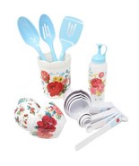 18 Pc Lot Pioneer Woman Floral Utensil Holder Crock Measuring Cup Spoons... - $19.80