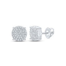 Sterling Silver Womens Round Diamond Cluster Earrings 3/8 Cttw - $246.13