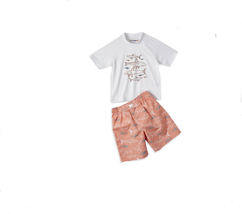 Wippette Boys&#39; Toddler Two Piece Printed Rashguard Sets Soft Peach 24 Monts New - £7.07 GBP