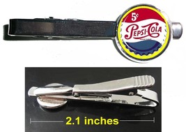 Pepsi Cola retro ad Tie Clip Clasp Bar Slide Silver Metal Shiny - $14.39