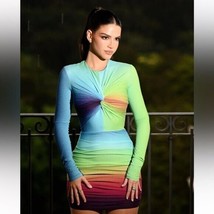 NWT Alex Perry Halton Twist-Front Runched Gradient Mini Dress Sz US 6 AU 10 - $747.99