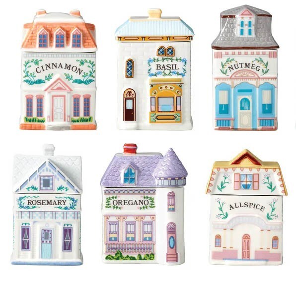 NEW NO BOX Lenox Spice Village 6 Pc Spice Jar Set #1 Garden District Hou... - $163.34