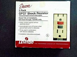 Leviton Decora GFCI Shock Resistor 15A Ivory Outlet #16599-I 2 pack - £10.40 GBP