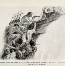 Pirates With Weapons Capturing Exertion Boat Art Print 1920s Lost Ships ... - $389.60 MXN