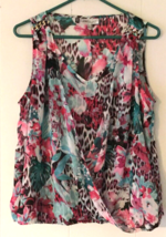 Jennifer Lopez animal sheer floral print sleevless blouse size L - £9.64 GBP