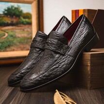 Fangio Penny Loafer Genuine Ostrih Leg Quil Black image 8