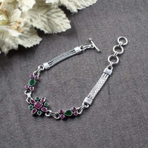 Real Sterling Silver Cut Stone Oxidized Bracelet Gift For Girls W - $66.03
