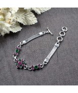 Real Sterling Silver Cut Stone Oxidized Bracelet Gift For Girls W - $66.03