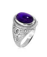 Sterling Silver Egyptian Ankh Cross Purple Amethyst Statement Ring - $137.18 CAD
