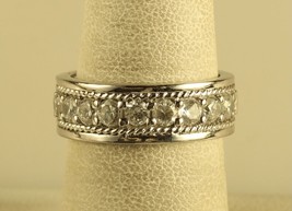 Vintage Sterling Signed 925 RSE Cubic Zirconia Channel Set Eternity Band... - $44.55