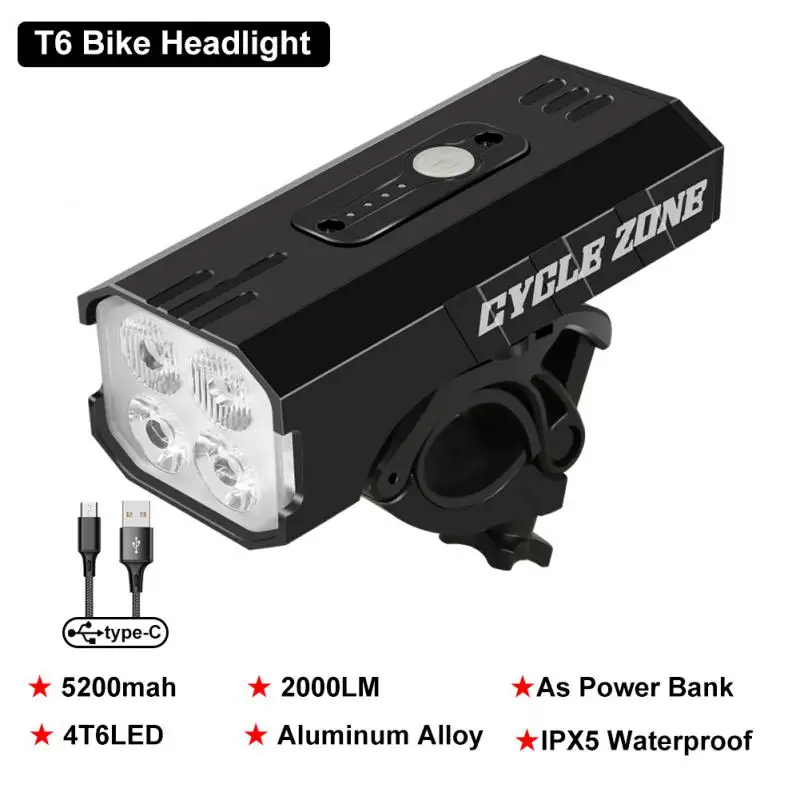 4T6 Bicycle Light Rechargeable LED Cycling Flashlight  Bike Lantern Front And Ba - £90.64 GBP