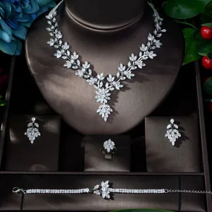 Super Luxury Leaf Leaves Full AAA Cubic Zirconia Women Wedding Dress Necklace Ea - £41.92 GBP