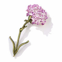 Pink Enamel &amp; 18K Gold-Plated Carnation Brooch - £11.21 GBP