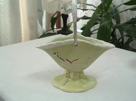 Vintage Colonial China Company green candy dish  pottery with aluminum h... - $364.46 MXN