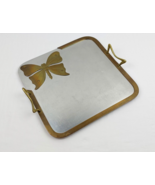 Art Nouveau Metal Serving Tray with Brass Butterfly &amp; Handles - $74.45
