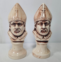 7&quot; Tall Ceramic Chess Man Piece Set of 2 White Red BISHOP Office Home Decor - £18.07 GBP