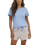Lands End Womens Pajamas Blue Multicolor Floral T-Shirt Shorts 2-Piece S... - $47.85 CAD