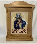 Uncle Sam “I Want You On A Harley”Wall Mounted Wood Key Hook Rack 26.5”x... - $133.64