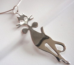 Classy Cool Cat with Bow Tie Pendant 925 Sterling Silver Cat Lover Pet - £7.89 GBP