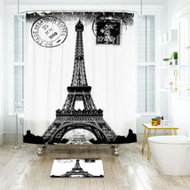 Eiffel Tower Pattern 02 Shower Curtain Bath Mat Bathroom Waterproof Deco... - £18.08 GBP+