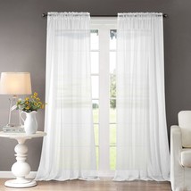 Dreaming Casa Solid Sheer Draperies 2 Panels 52&quot; W X 96&quot; L White Rod Pocket. - £31.46 GBP