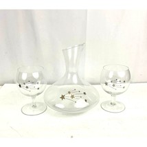 VTG Gold Shooting Star Comets 2X Glass &amp; Wine Carafe Decanter Stars Macy... - £21.92 GBP