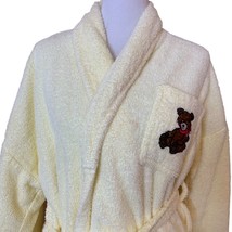 Vintage Friends Of The Heart Yellow Terry Cloth Robe With Teddy Bear Embroidery - $35.76