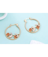 Vintage flower Rose hoop earrings - €12,24 EUR