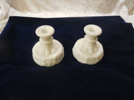 Pair of Imperial Milk Glass Grape &amp; Leaf Candle Holders - £7.77 GBP