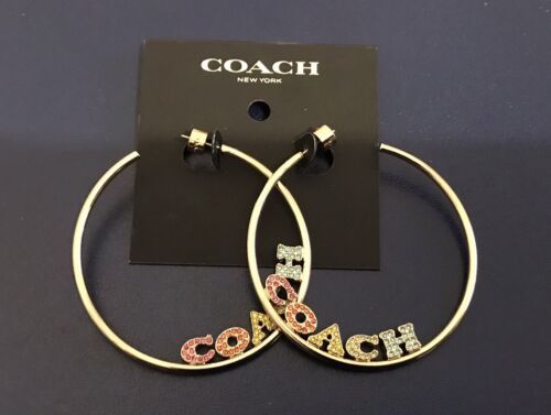Coach Pavé Coach Medium Hoop Earrings - $89.95