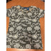 Karen Scott Sport Women's Floral Print Top M Multicolor Beaded Embroidered - $8.98