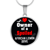 African Lemon Dove Bird Owner Necklace Circle Pendant Stainless Steel or 18k Go - £34.34 GBP+