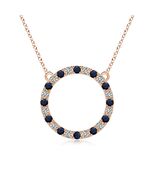 ANGARA 1.91 Ctw Sapphire and Diamond Open Circle Eternity Pendant in 14K... - $2,618.52