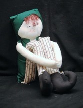 NEW Hand Crafted Christmas Elf Stuffed Toy Doll w Bells Shelf Sitting Handmade g - £7.90 GBP