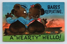 Comic Exaggeration Big Butts Bears Bear Repeating Romance  Linen Postcard J17 - £2.28 GBP