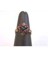 Womens Antique Estate 14K Yellow Gold Ring w/ Rhodolite &amp; Emerald, 3.5g ... - $7,015.19 MXN