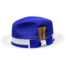 Men's Bruno Capelo Belvedere 2-Tone Straw Style Fedora Hat BD960 Royal/White image 2