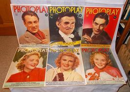 Six Photoplay Celebrity Magazine Covers 1939-40 Paul Hesse Photos C - £19.48 GBP