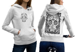 Day of the Dead Skull  White Cotton Hoodie For Women - £31.35 GBP