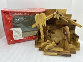 Vintage Christmas Nativity Figure Hand Carved Olive Wood From Bethlehem - £28.79 GBP