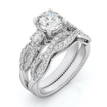 Womens Bridal 2.0 CT Round Cut Engagement RING Wedding BAND Set Silver Size 5-9 - £44.36 GBP+