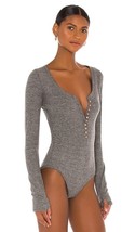 Free People Women&#39;s Dylan Thermal Bodysuit Charcoal S - £43.39 GBP