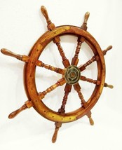 Vintage Marine Wooden Steering Ship Wheel ~ Pirate Captain Ship Wall Decor - £138.95 GBP