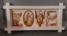 Wooden Frame and Picture Victorian Couples Ladies Love Wall Decor 16.5x8 - £18.44 GBP