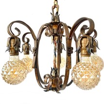Antique Chandelier All Original Beautiful Patina Five Lights Early 1900s - £370.86 GBP