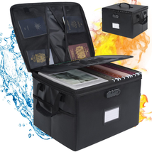 Document Box Water Resistant File Organizer With Lock Collapsible Black NEW - $61.42
