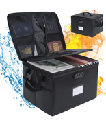 Document Box Water Resistant File Organizer With Lock Collapsible Black NEW - £48.19 GBP